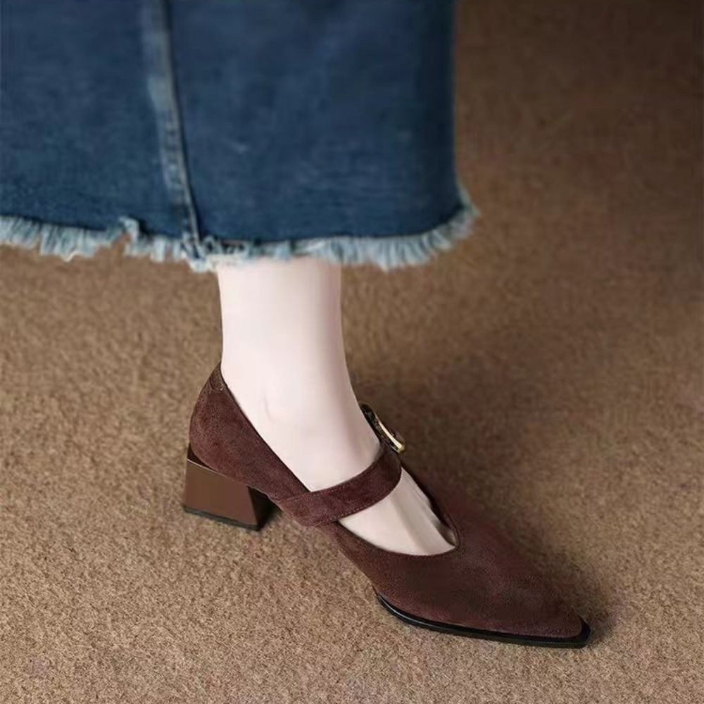 ベロア調ストラップパンプス|オフィスカジュアル レディース 通販【ミレジェネ】