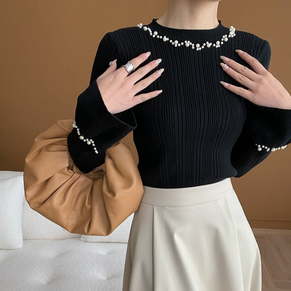 パール付スリムニット|オフィスカジュアル レディース 通販【ミレジェネ】