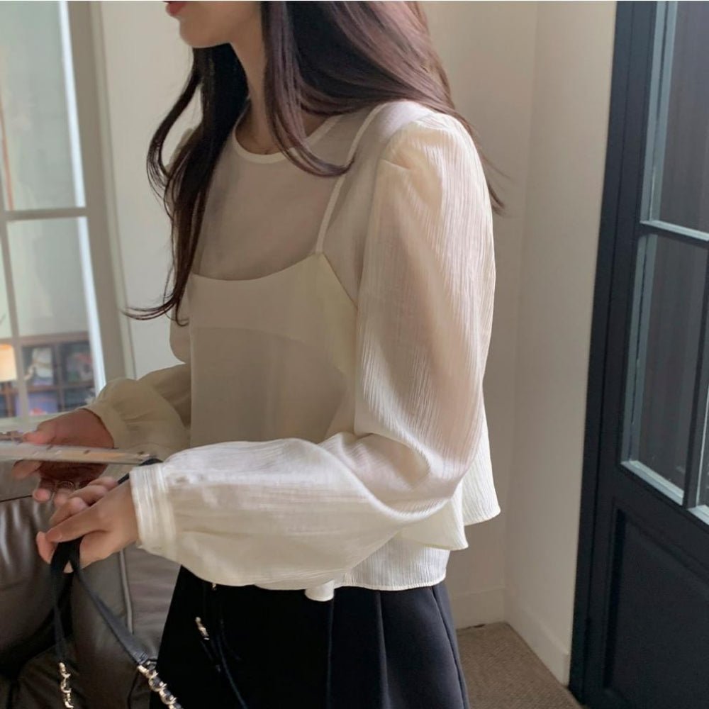 同素材キャミ付きブラウスアンサンブル|オフィスカジュアル レディース 通販【ミレジェネ】