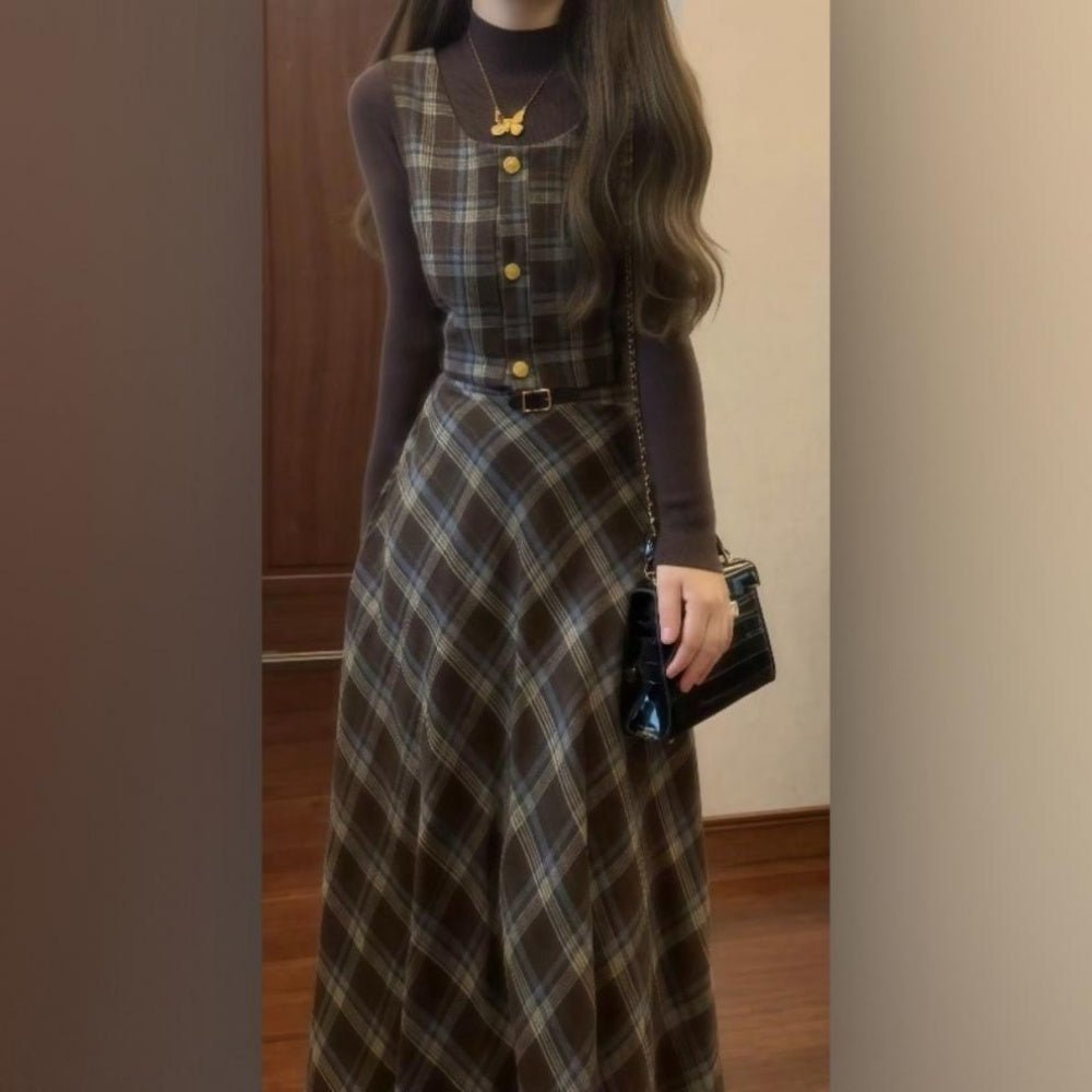 チェック柄ベスト×スカートセットアップ|オフィスカジュアル レディース 通販【ミレジェネ】
