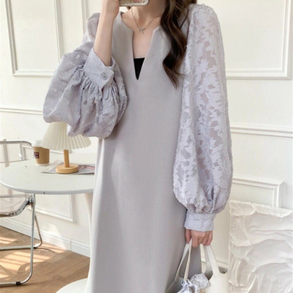 バルーンスリーブストレートラインワンピース|オフィスカジュアル レディース 通販【ミレジェネ】