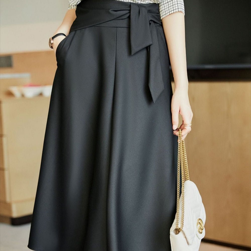 ウエストリボンひざ丈スカート|オフィスカジュアル レディース 通販【ミレジェネ】