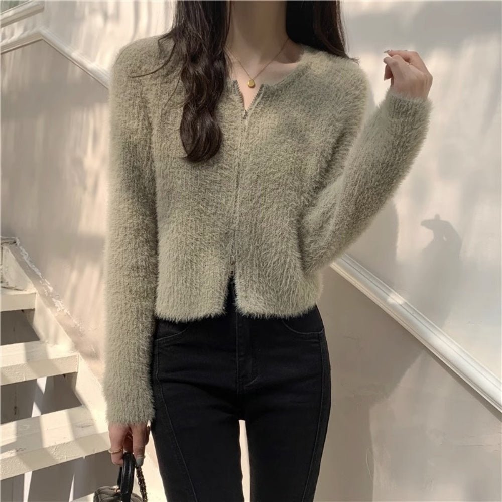 シャギージップアップカーディガン|オフィスカジュアル レディース 通販【ミレジェネ】