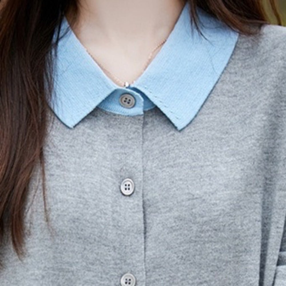 襟付きウールニットカーディガン|オフィスカジュアル レディース 通販【ミレジェネ】