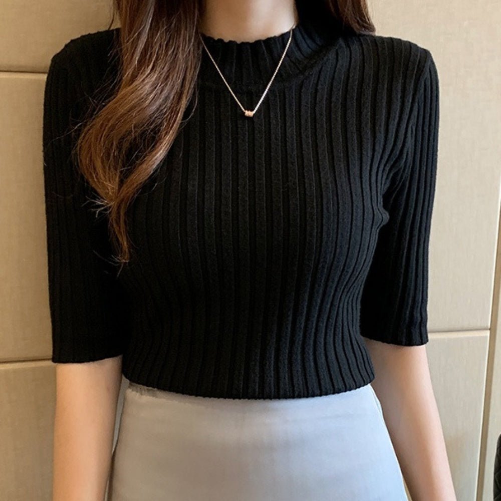 プチハイネック半袖ニット|オフィスカジュアル レディース 通販【ミレジェネ】