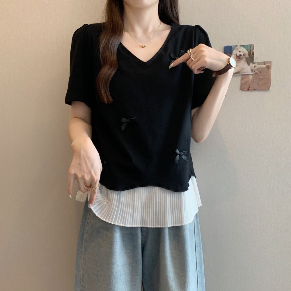 リボンモチーフ異素材トップス|オフィスカジュアル レディース 通販【ミレジェネ】