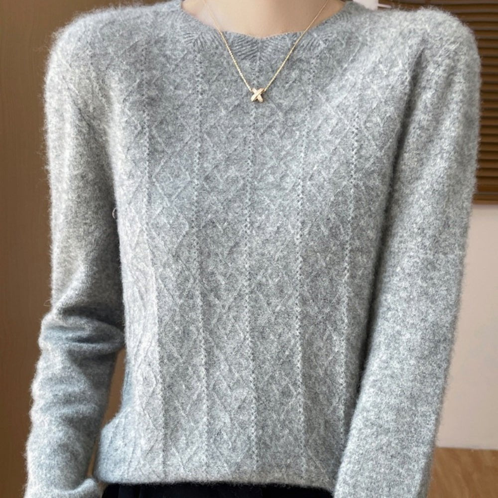 ラウンドネックダイヤ模様ニット|オフィスカジュアル レディース 通販【ミレジェネ】