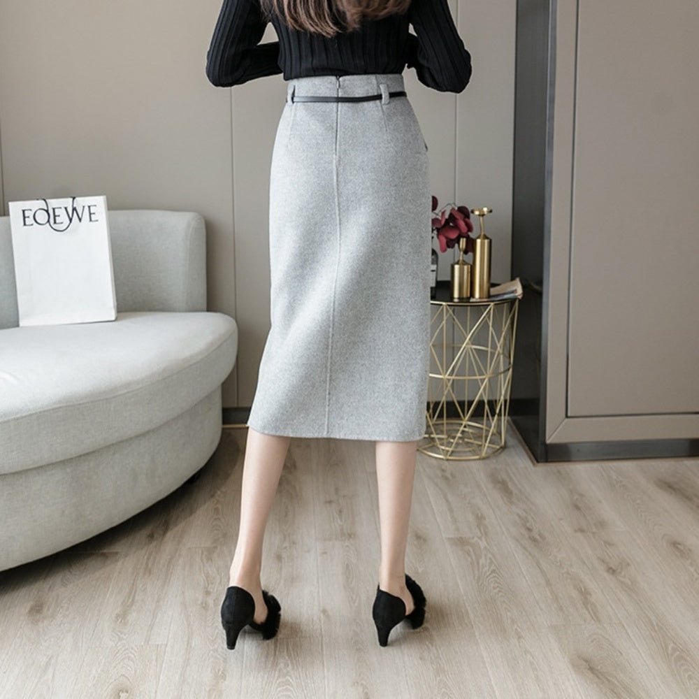 ハイウエストスリットひざ丈スカート|オフィスカジュアル レディース 通販【ミレジェネ】