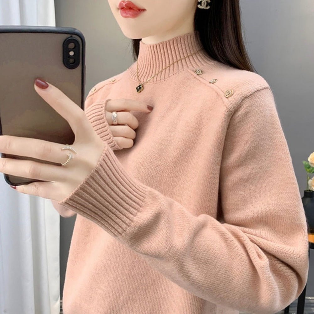 ショルダーボタンハイネックニットセーター|オフィスカジュアル レディース 通販 Millennial Generation【ミレジェネ】