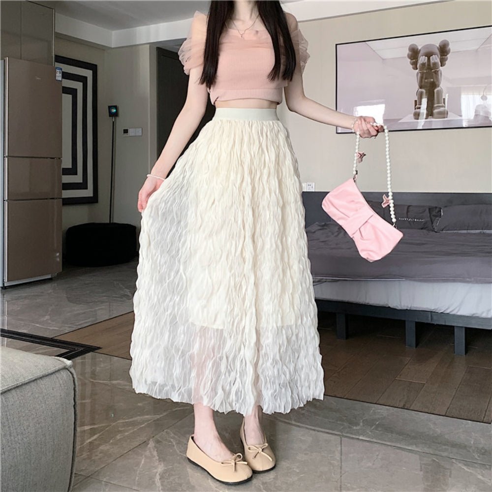 ウェーブプリーツシフォンマキシスカート|オフィスカジュアル レディース 通販【ミレジェネ】