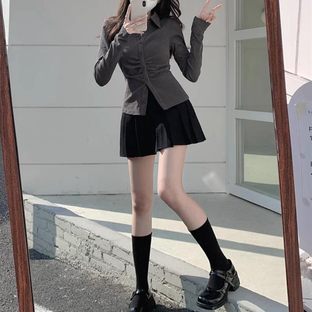 フロントギャザーシャツブラウス|オフィスカジュアル レディース 通販【ミレジェネ】