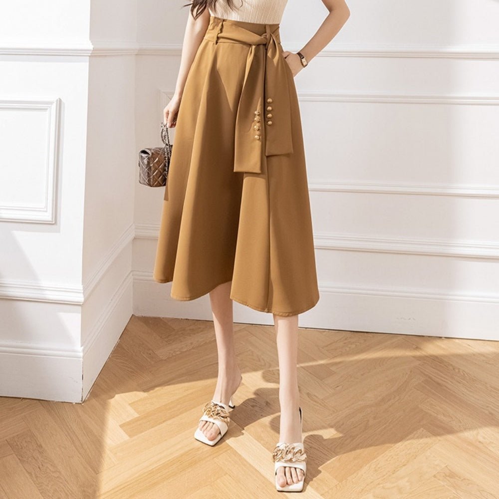 ウエストリボンフレアスカート|オフィスカジュアル レディース 通販【ミレジェネ】