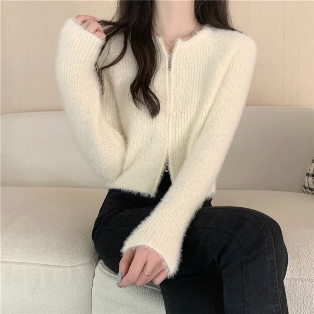 シャギージップアップカーディガン|オフィスカジュアル レディース 通販【ミレジェネ】