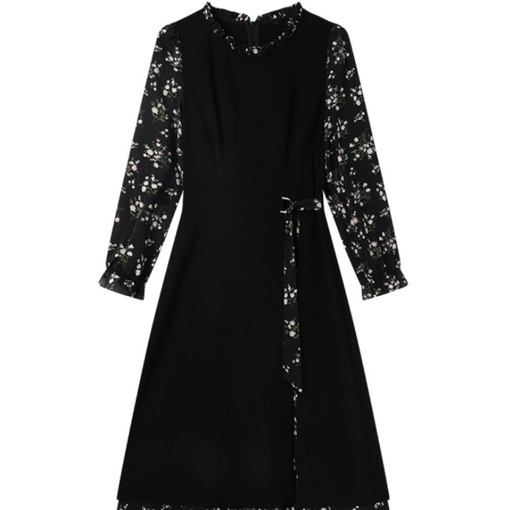 花柄ドッキングシフォンワンピース|オフィスカジュアル レディース 通販【ミレジェネ】