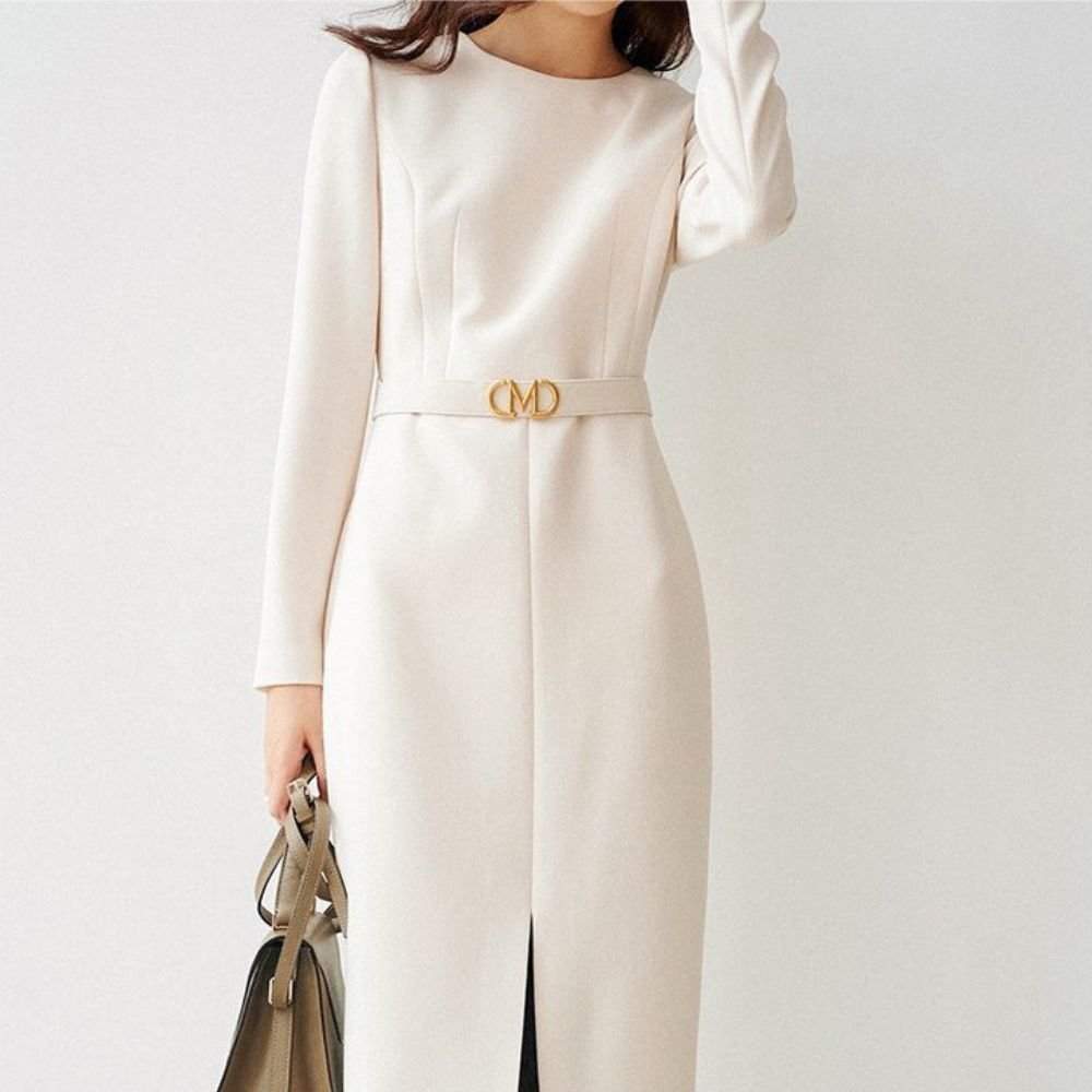 裾レーススリットタイトワンピース|オフィスカジュアル レディース 通販【ミレジェネ】