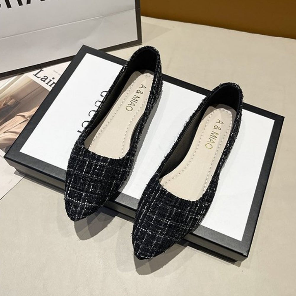 シンプルツイードフラットパンプス|オフィスカジュアル レディース 通販【ミレジェネ】