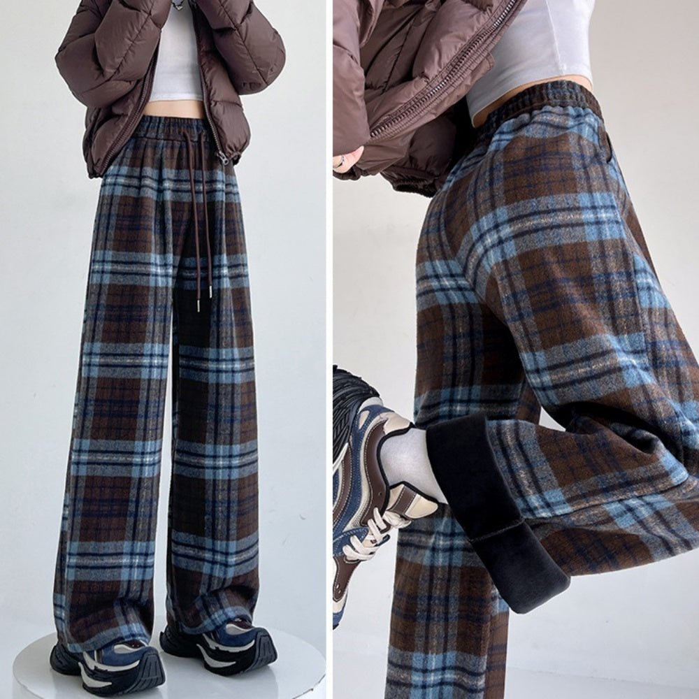 裏ボアチェックストレートパンツ|オフィスカジュアル レディース 通販【ミレジェネ】