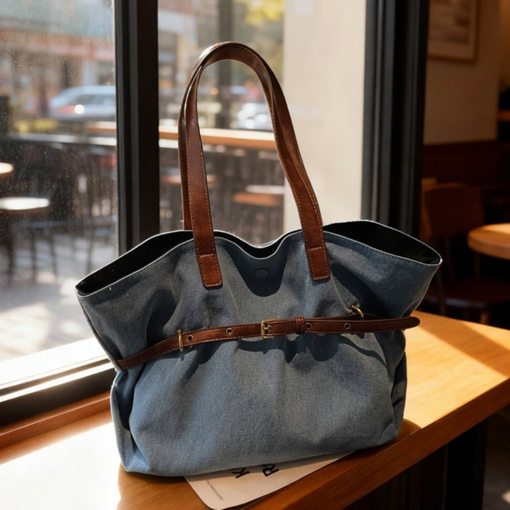 デニム地革ベルトトートショルダー|オフィスカジュアル レディース 通販【ミレジェネ】