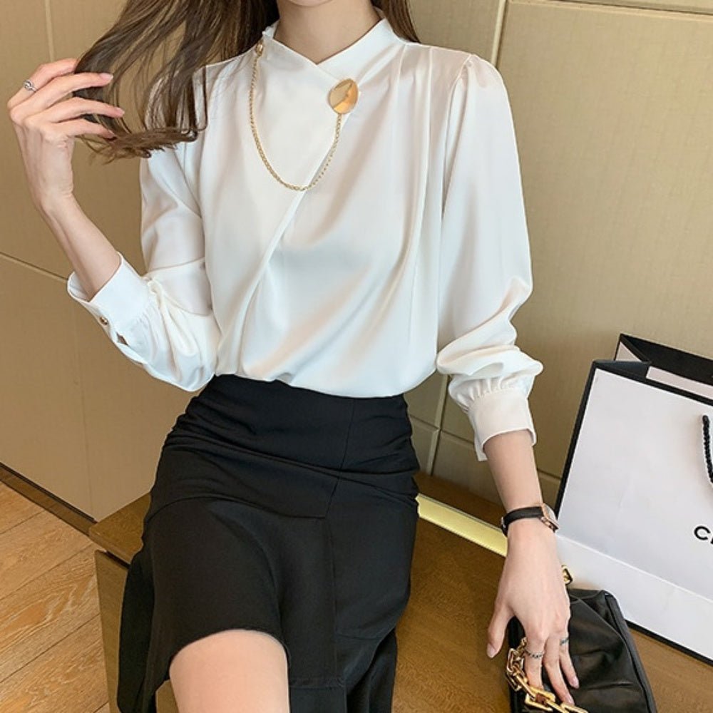 ボトルネックチェーンブラウス|オフィスカジュアル レディース 通販【ミレジェネ】