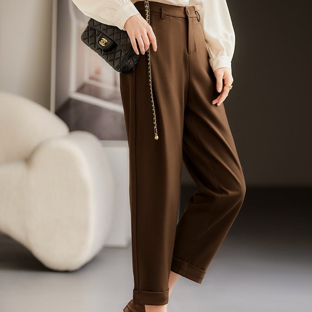 裾折り返しクロップドパンツ|オフィスカジュアル レディース 通販【ミレジェネ】