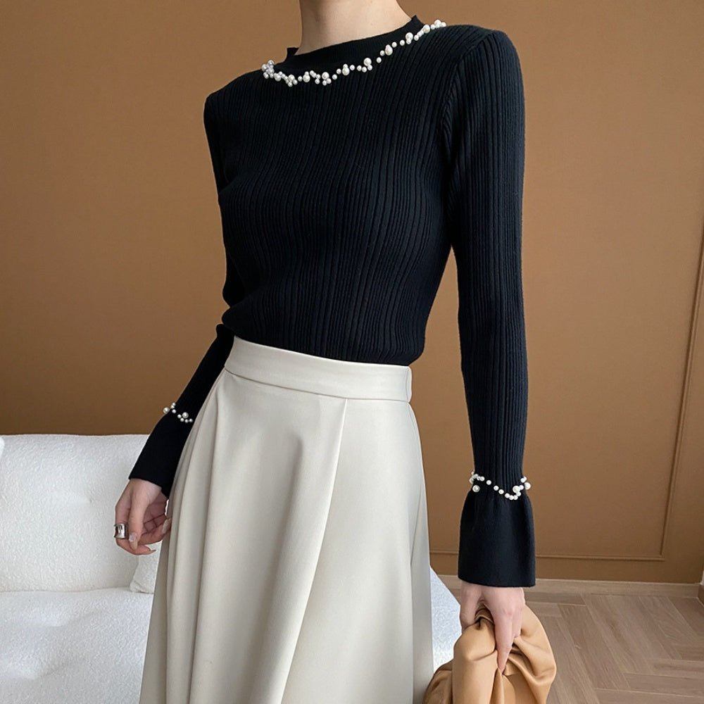パール付スリムニット|オフィスカジュアル レディース 通販【ミレジェネ】