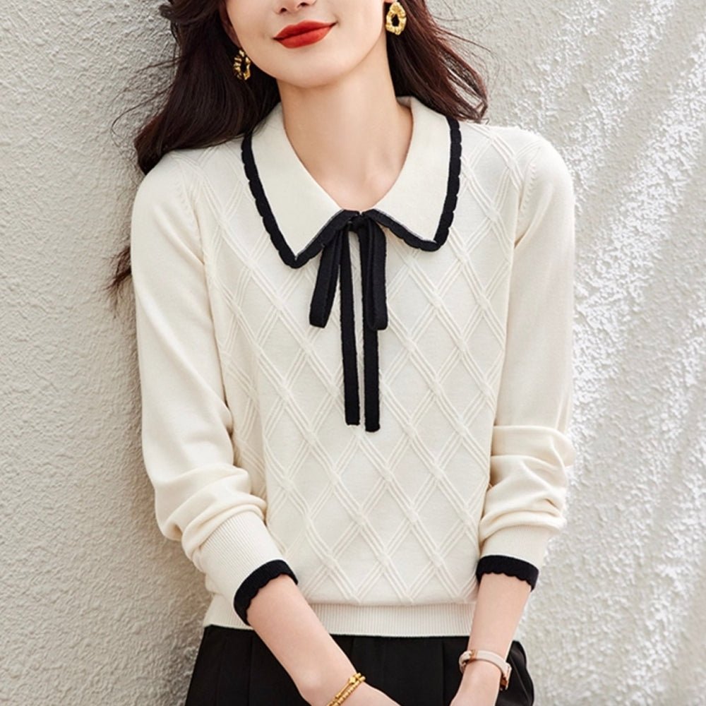 襟付きリボンニット|オフィスカジュアル レディース 通販【ミレジェネ】