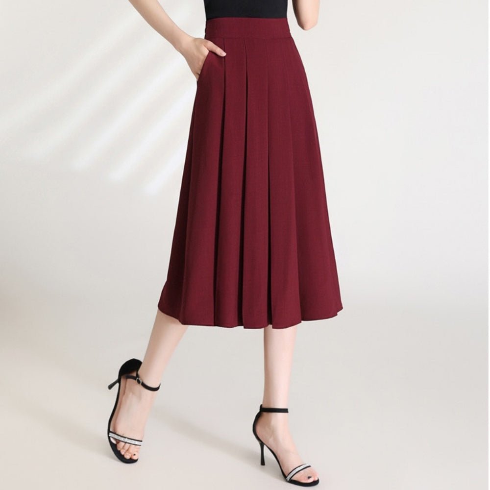 ハイウエストプリーツミディアムスカート|オフィスカジュアル レディース 通販 Millennial Generation【ミレジェネ】
