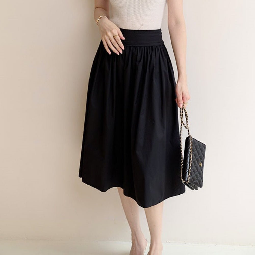太ウエストベルトシンプルギャザーミディアムスカート|オフィスカジュアル レディース 通販 Millennial Generation【ミレジェネ】
