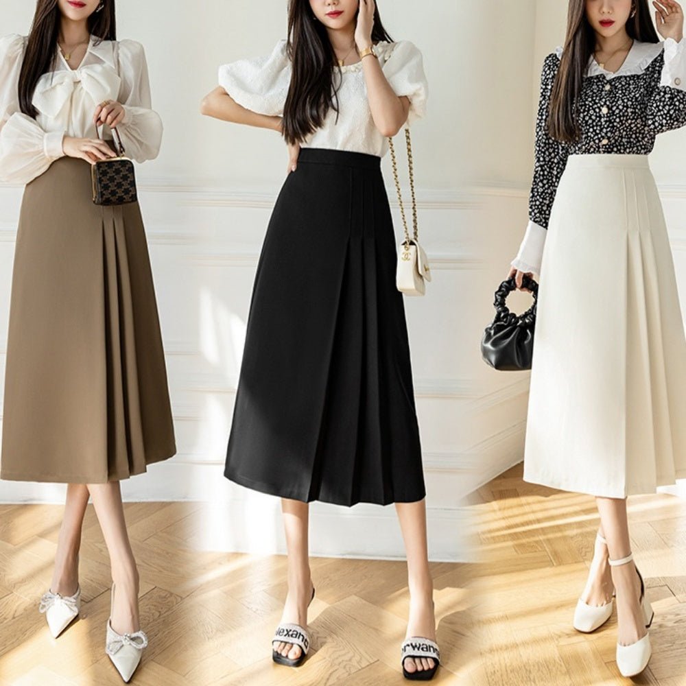 プリーツラインロングスカート|オフィスカジュアル レディース 通販【ミレジェネ】