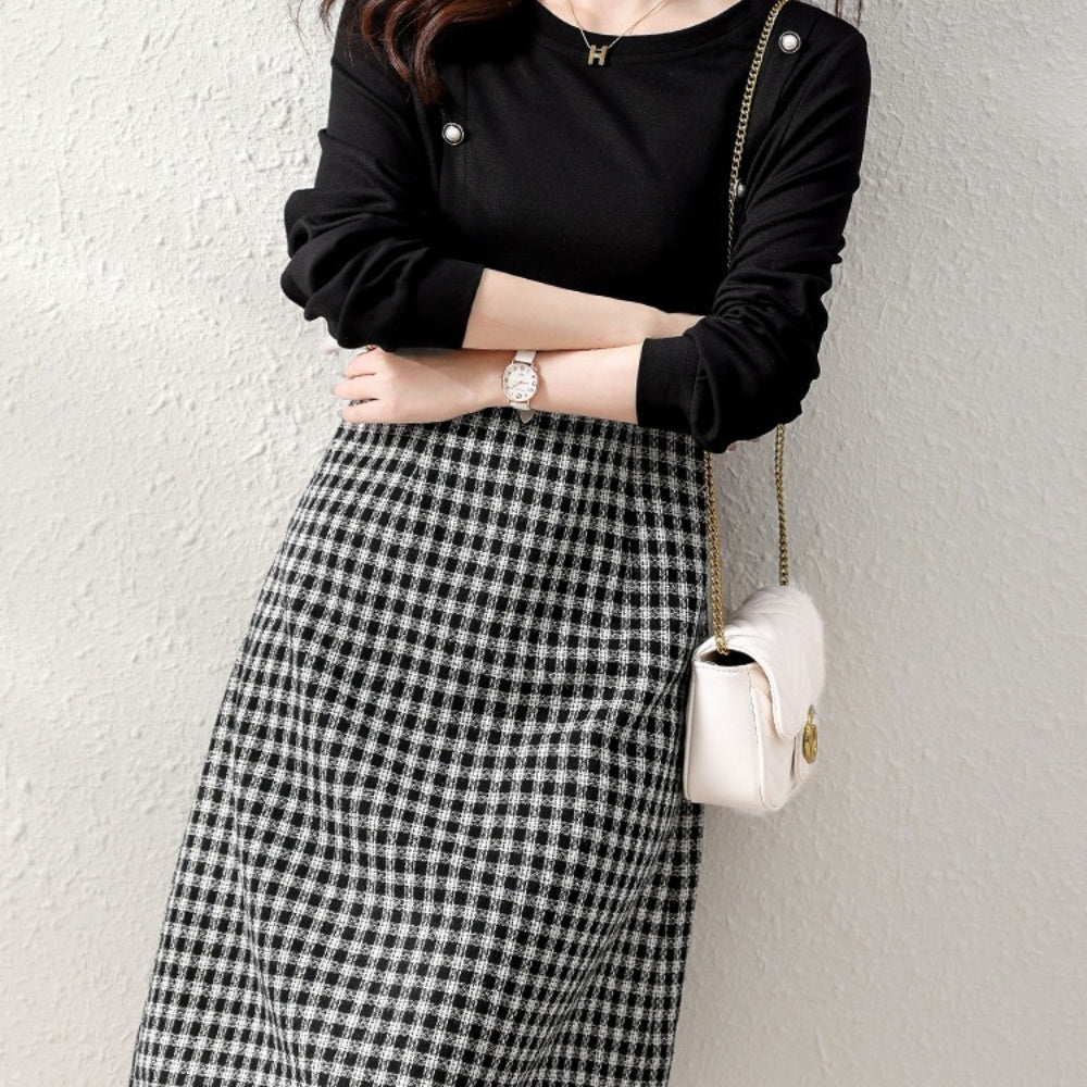 チェック柄ドッキングワンピース|オフィスカジュアル レディース 通販【ミレジェネ】