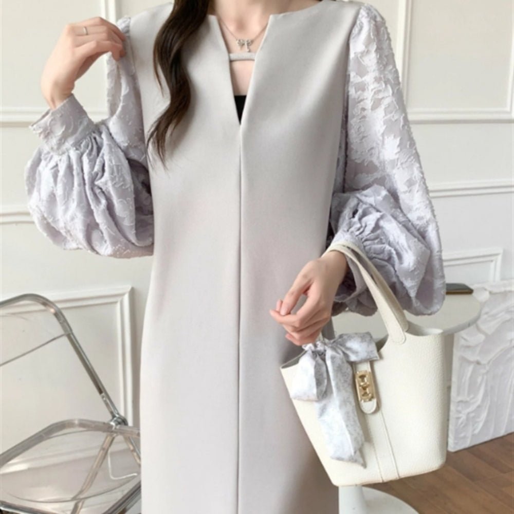 バルーンスリーブストレートラインワンピース|オフィスカジュアル レディース 通販【ミレジェネ】