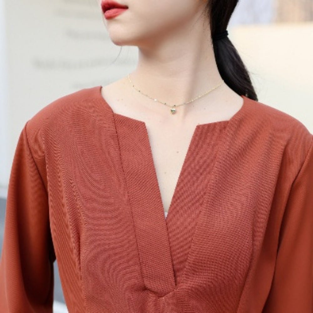 スリットネックウエストマークワンピース|オフィスカジュアル レディース 通販 Millennial Generation【ミレジェネ】