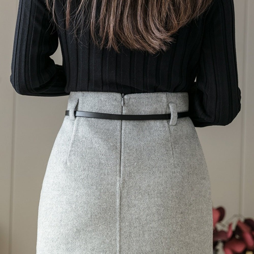 ハイウエストスリットひざ丈スカート|オフィスカジュアル レディース 通販【ミレジェネ】