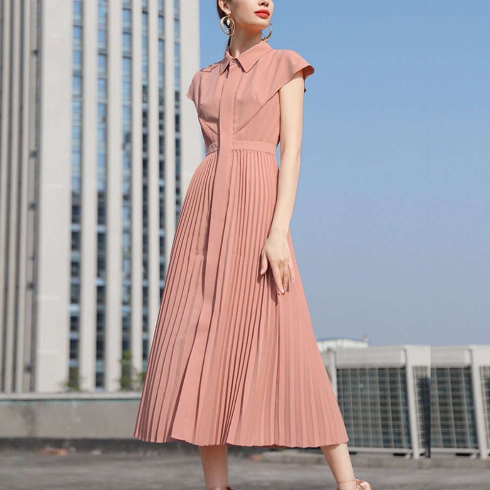 シャツ切り替えデザインプリーツワンピース|オフィスカジュアル レディース 通販【ミレジェネ】