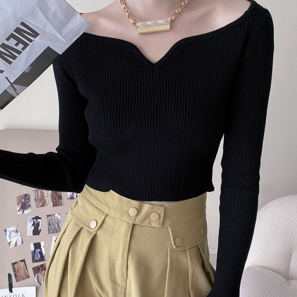 ハートネックリブニット|オフィスカジュアル レディース 通販【ミレジェネ】