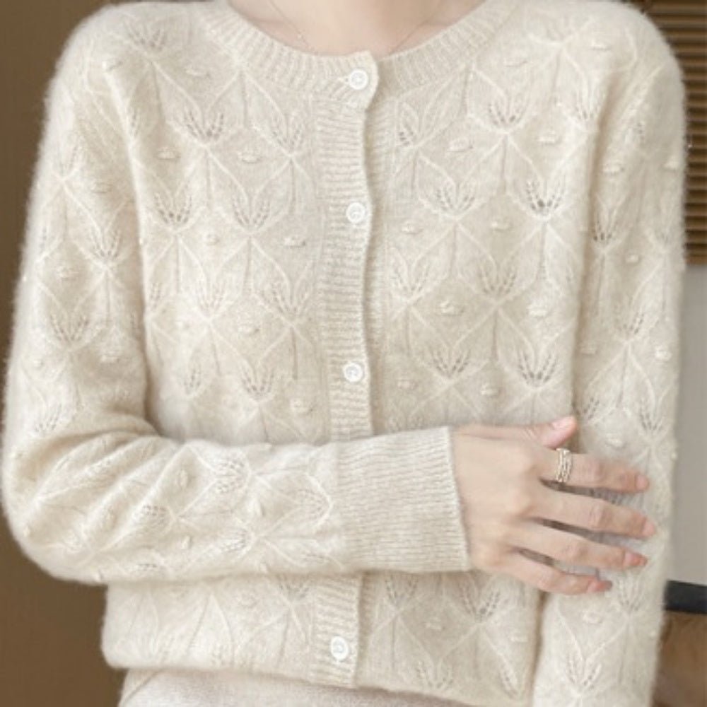 レース調ウールカーディガン|オフィスカジュアル レディース 通販【ミレジェネ】