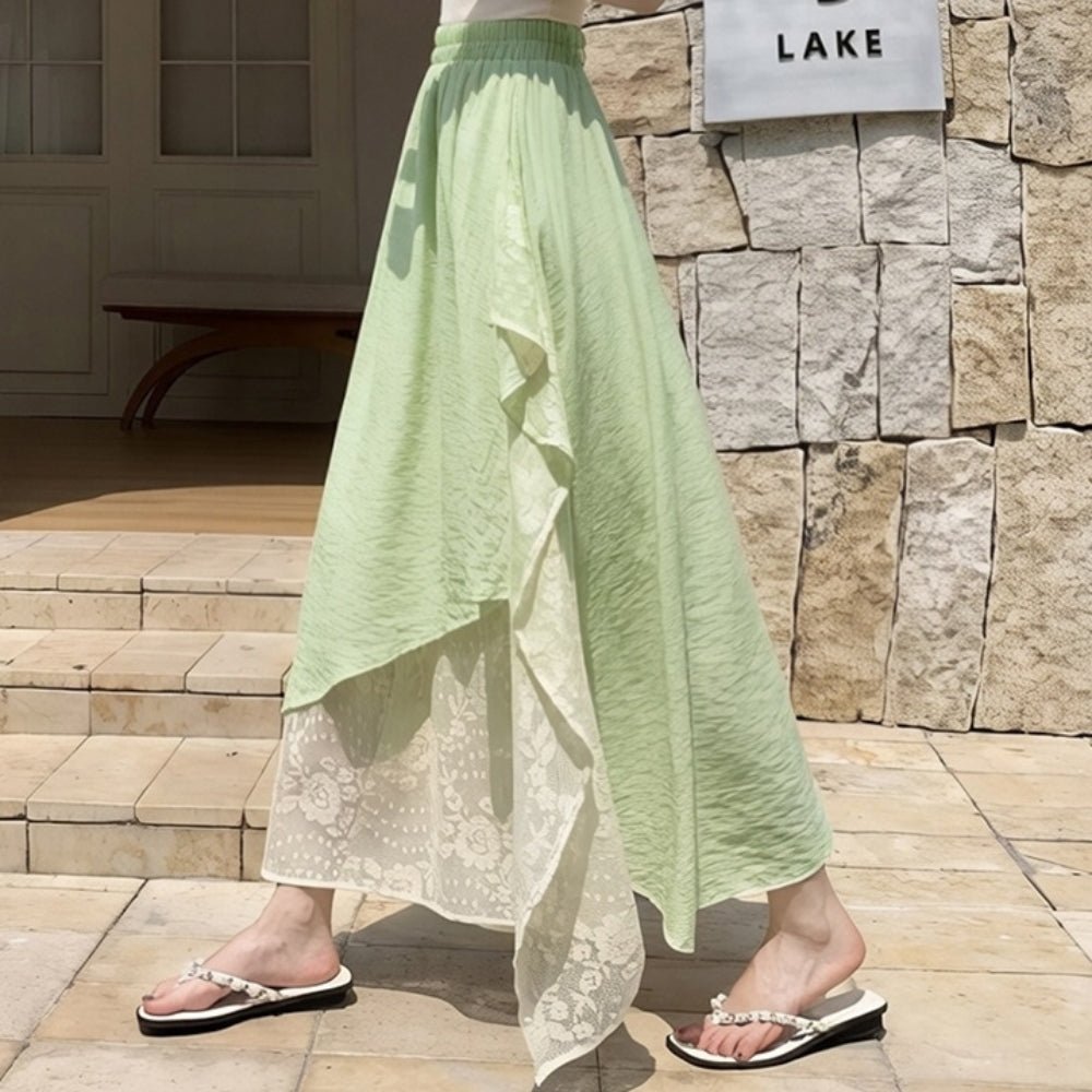 レースレイヤーイレヘムフレアスカート|オフィスカジュアル レディース 通販【ミレジェネ】