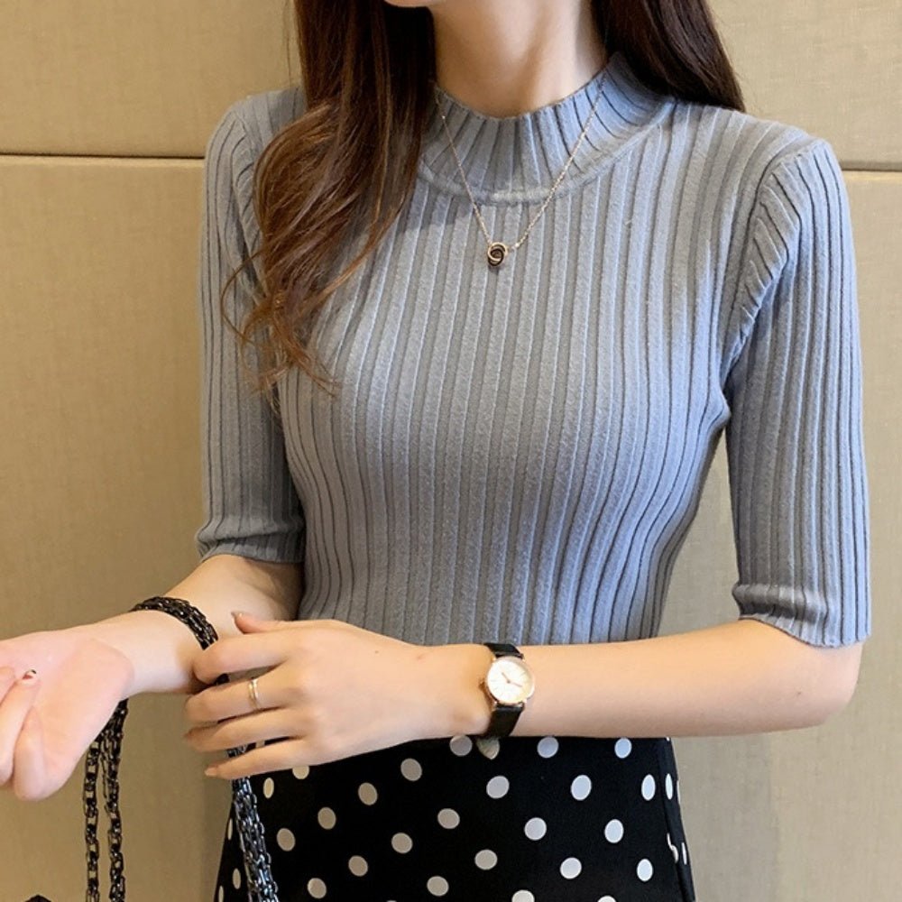 プチハイネック半袖ニット|オフィスカジュアル レディース 通販【ミレジェネ】