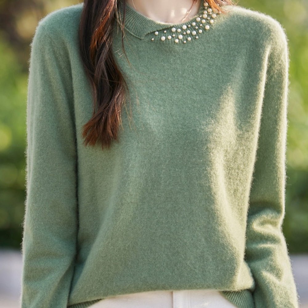 パールビジュー付ニットセーター|オフィスカジュアル レディース 通販【ミレジェネ】