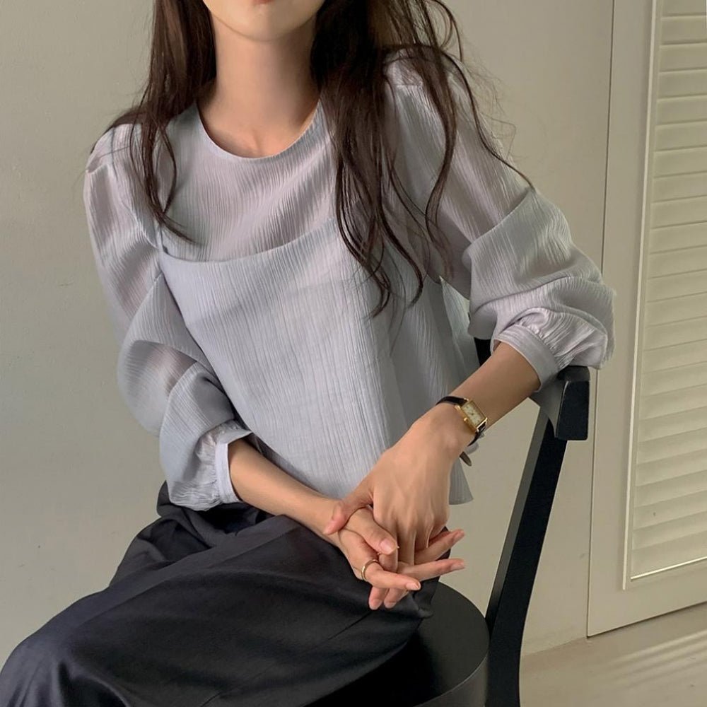 同素材キャミ付きブラウスアンサンブル|オフィスカジュアル レディース 通販【ミレジェネ】