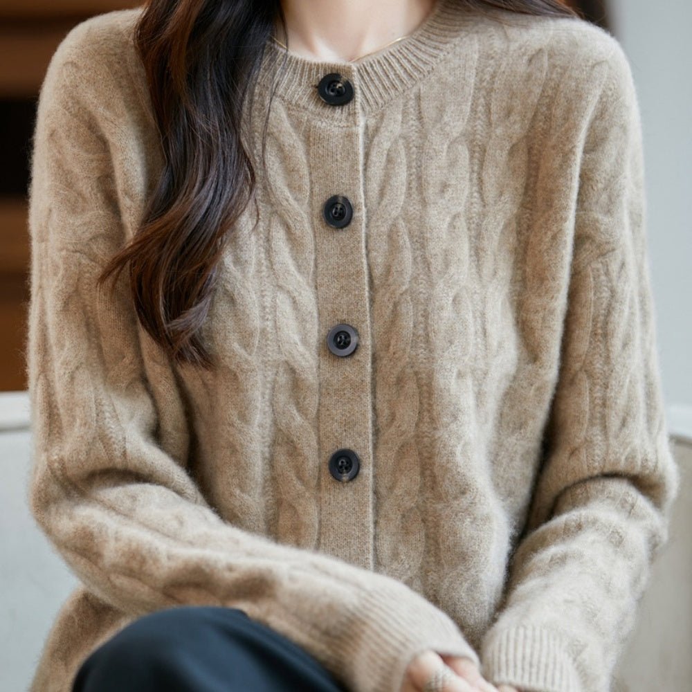 ウールケーブルニットカーディガン|オフィスカジュアル レディース 通販【ミレジェネ】