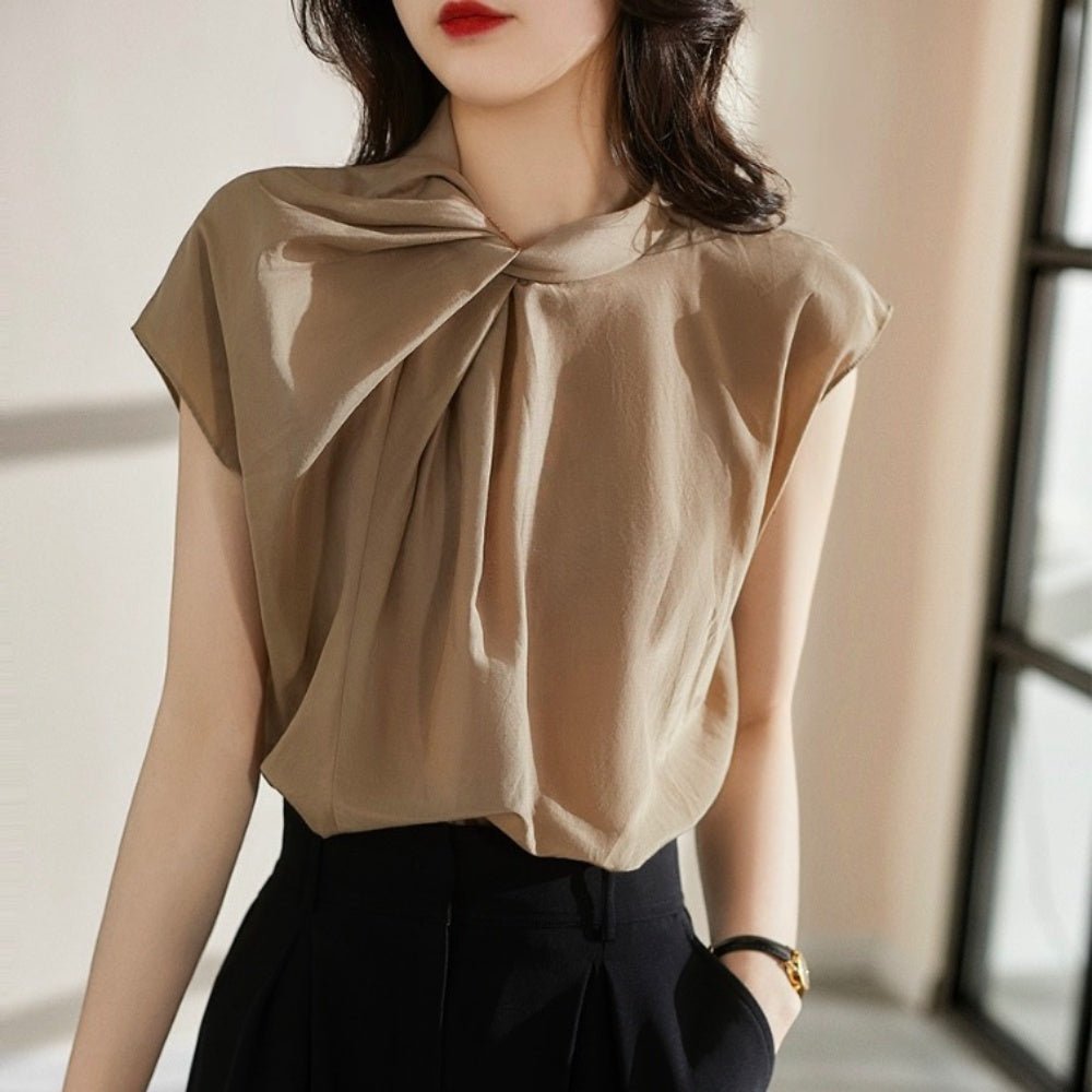 ハイネックフレンチスリーブブラウス|オフィスカジュアル レディース 通販【ミレジェネ】