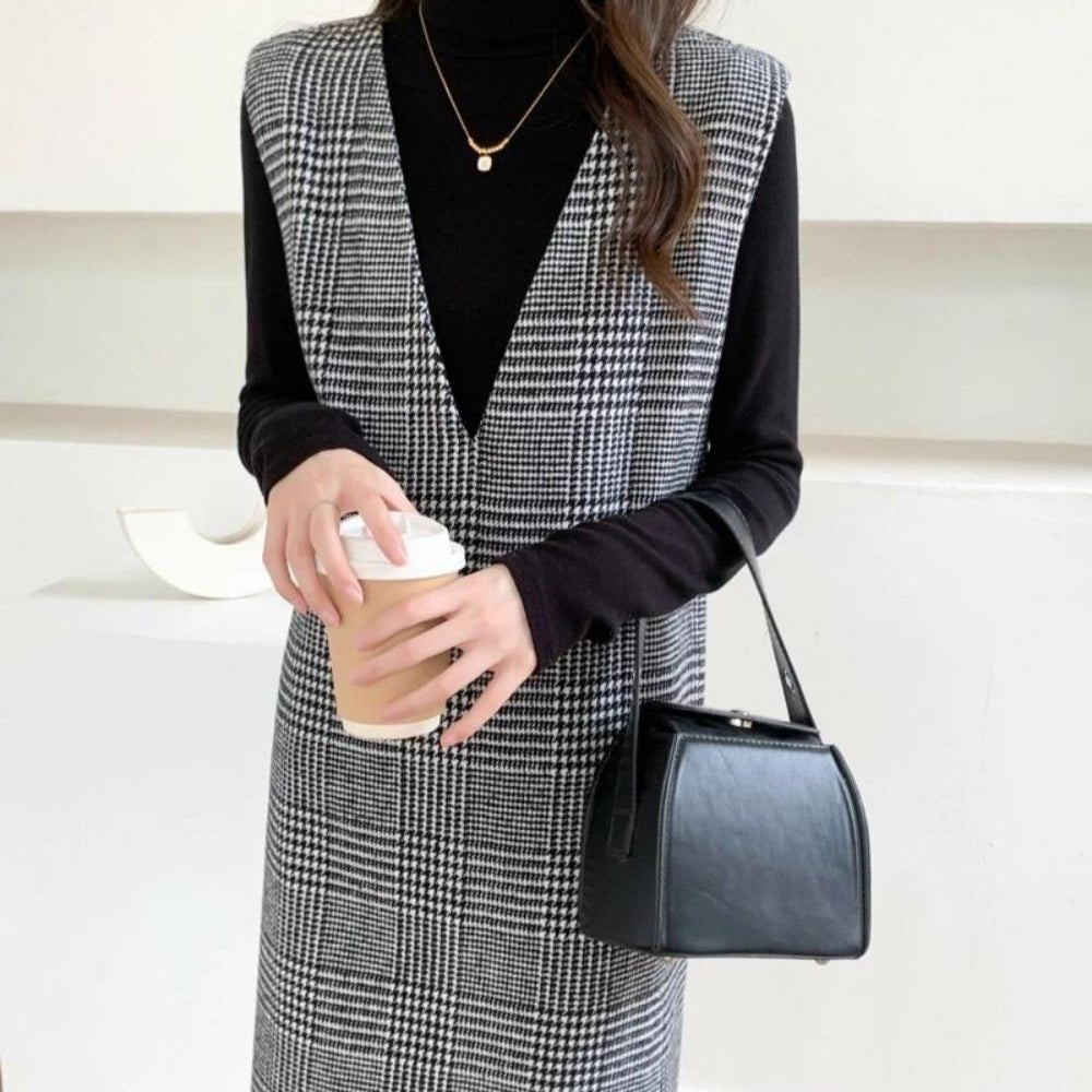 チェック柄ロングジャンパースカート|オフィスカジュアル レディース 通販【ミレジェネ】