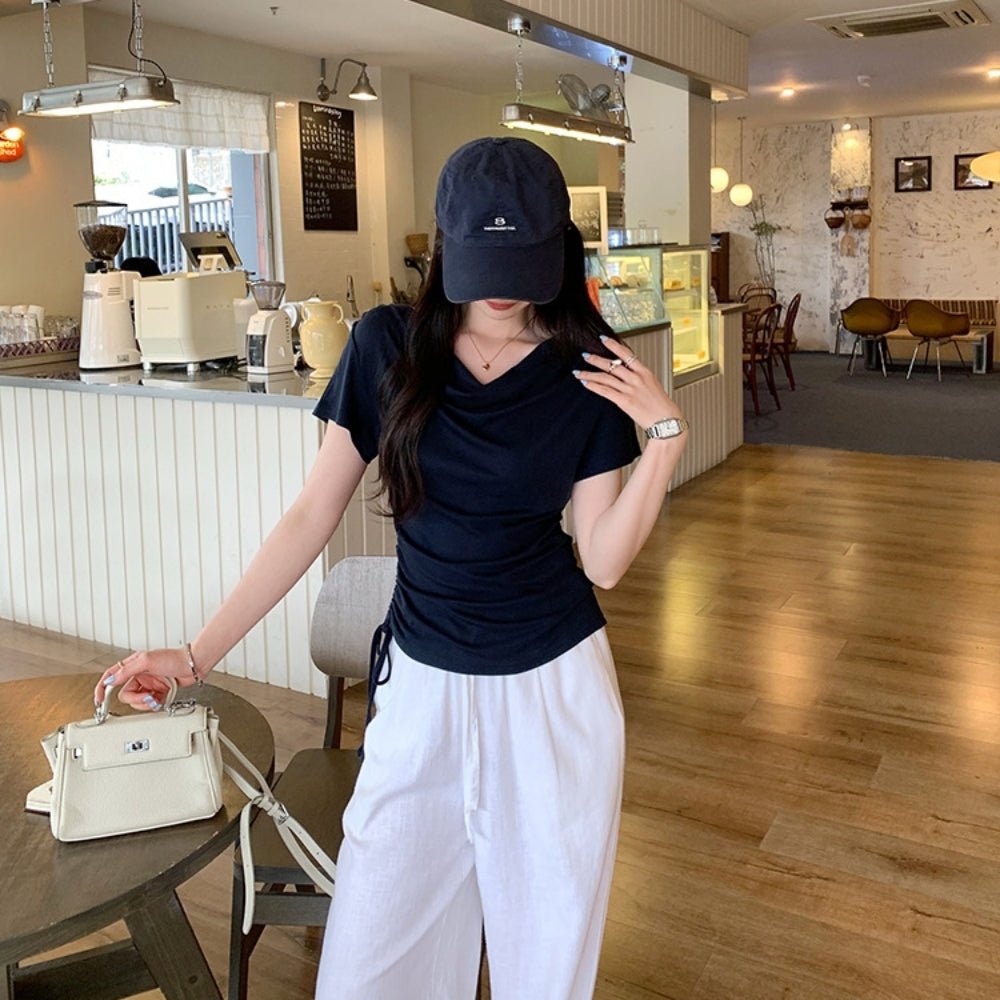 ドレープネックサイドドロストTシャツ|オフィスカジュアル レディース 通販【ミレジェネ】