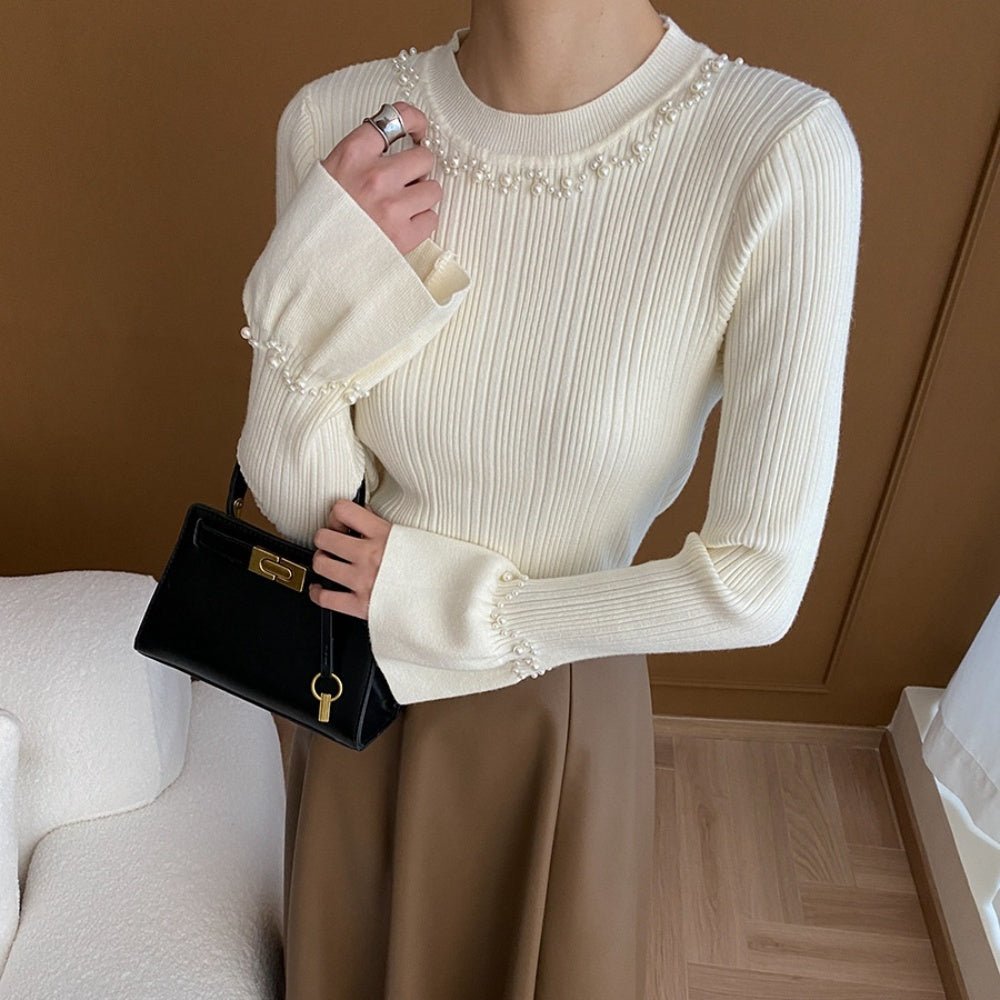 パール付スリムニット|オフィスカジュアル レディース 通販【ミレジェネ】