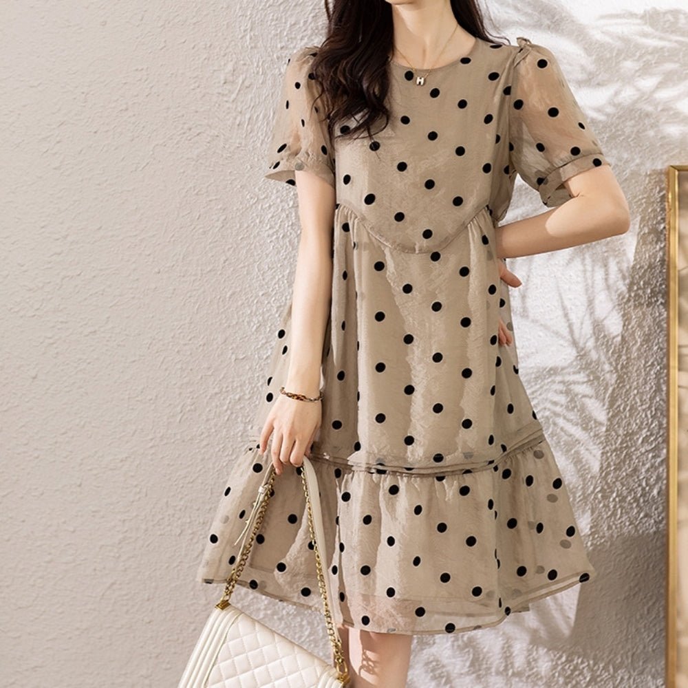 ドット柄シフォンワンピース|オフィスカジュアル レディース 通販【ミレジェネ】
