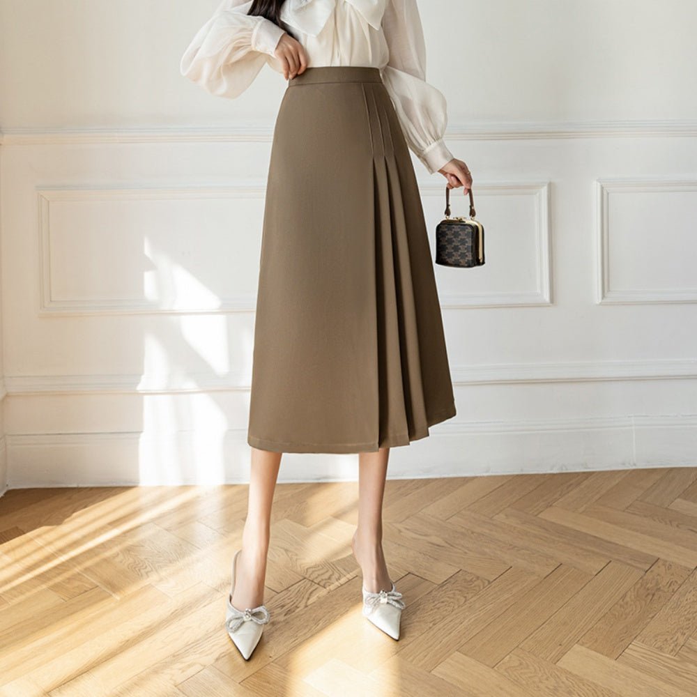 プリーツラインロングスカート|オフィスカジュアル レディース 通販【ミレジェネ】