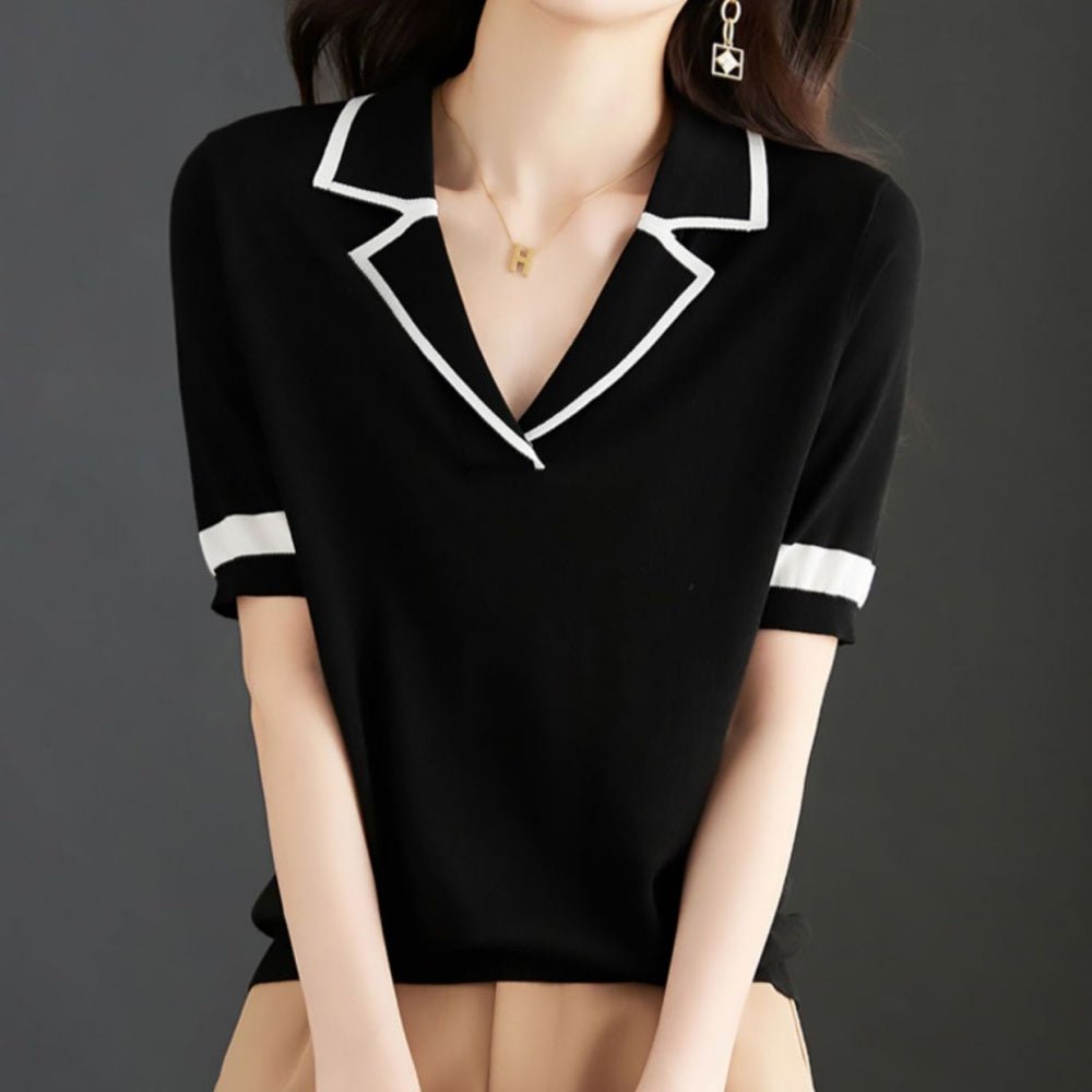 ポロニット配色トップス|オフィスカジュアル レディース 通販【ミレジェネ】