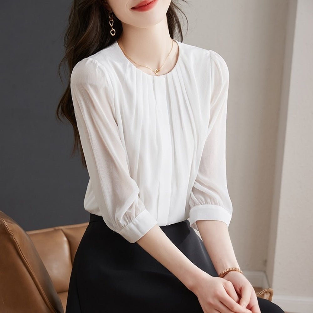 タック入り七分袖ブラウス|オフィスカジュアル レディース 通販【ミレジェネ】