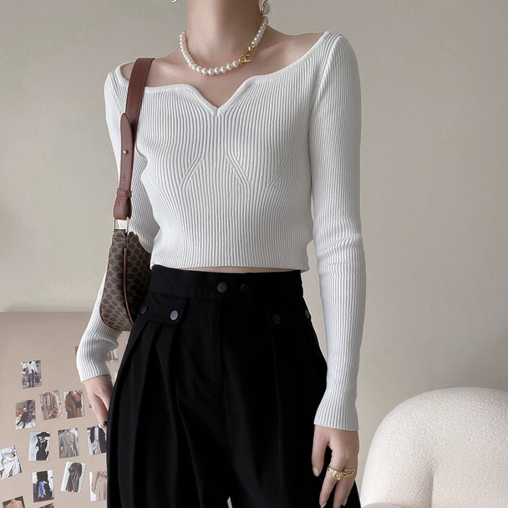 ハートネックリブニット|オフィスカジュアル レディース 通販【ミレジェネ】